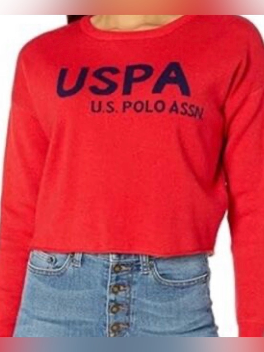 U.S. Polo Assn. Red Crewneck Sweater with Navy Logo